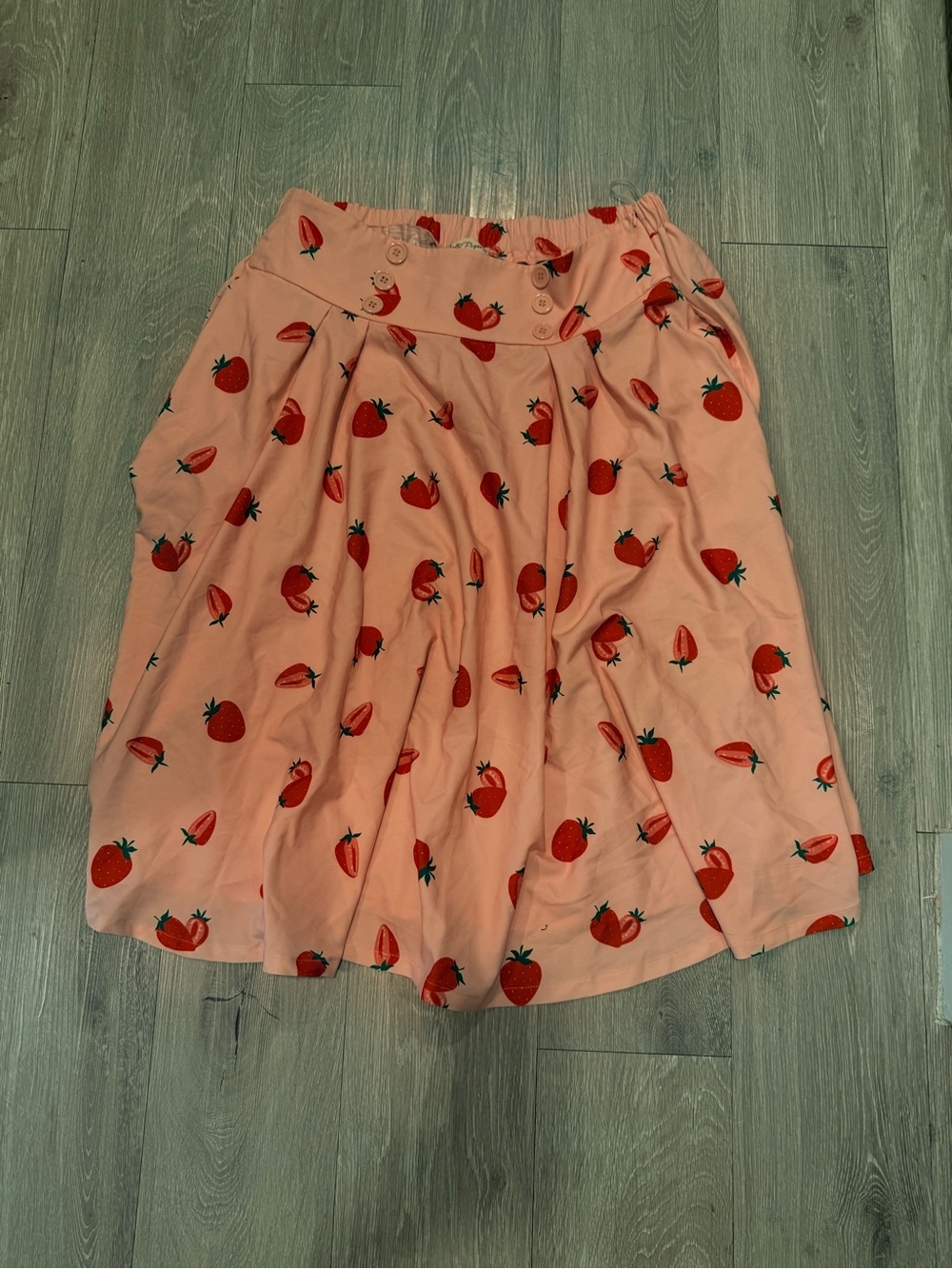 Pink Strawberry-Print Circle Skirt
